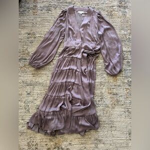 Gibson Latimer midi silk like wrap dress